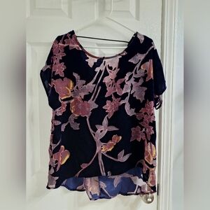 Womens Blouse Bobeau‎ Size Medium Velvet Floral Like New